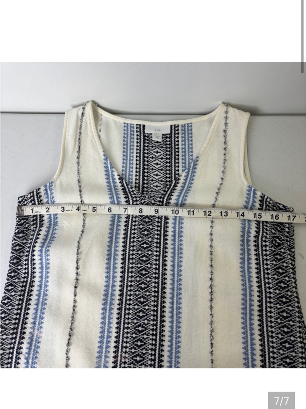 J. Jill Cream Dress with Blue & Black Vertical Stripes - Picture 5 of 8